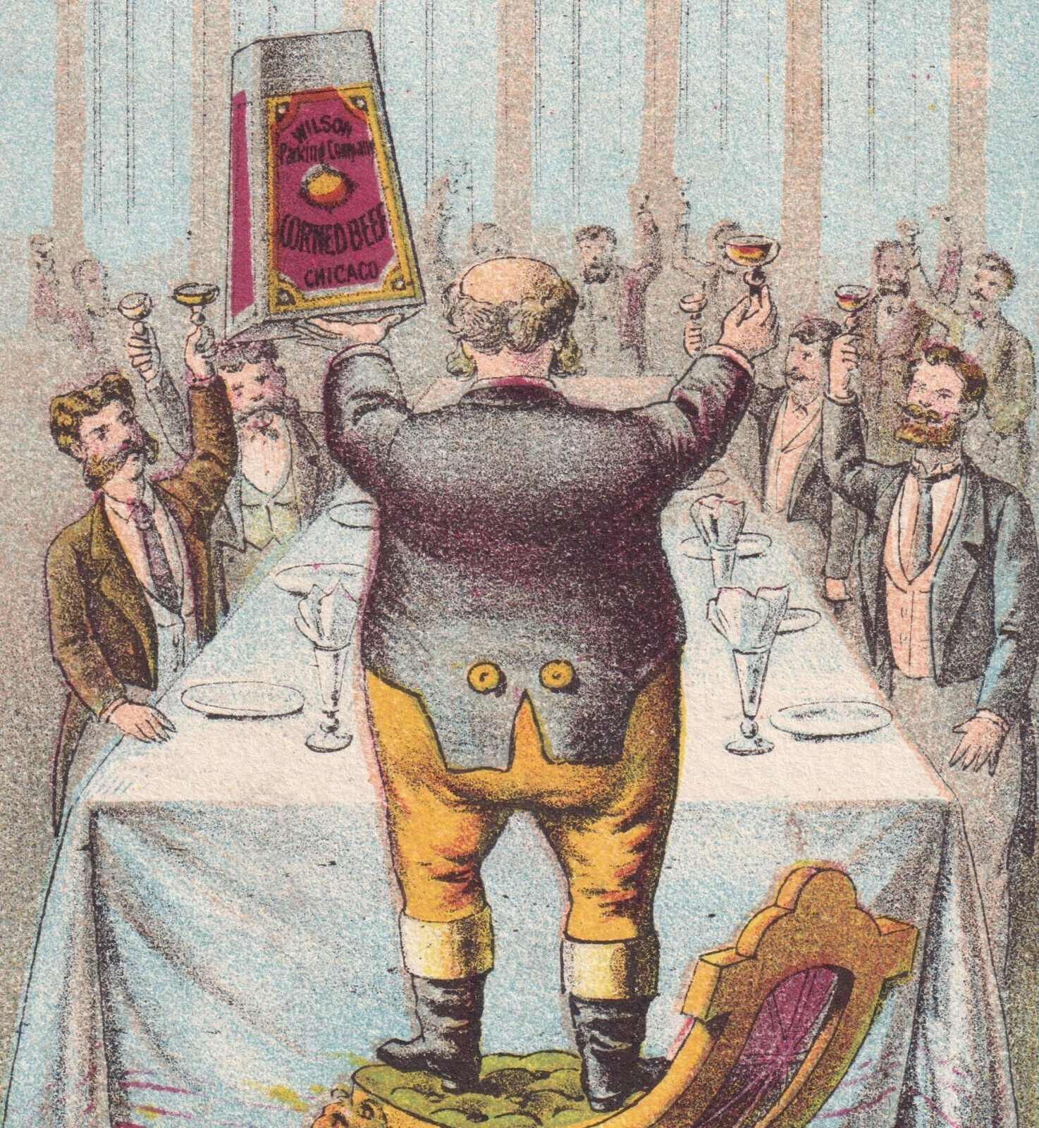Chicago 1800's Wilson Meat Packing Corned Beef Tin Comic Ad Victorian Trade Card