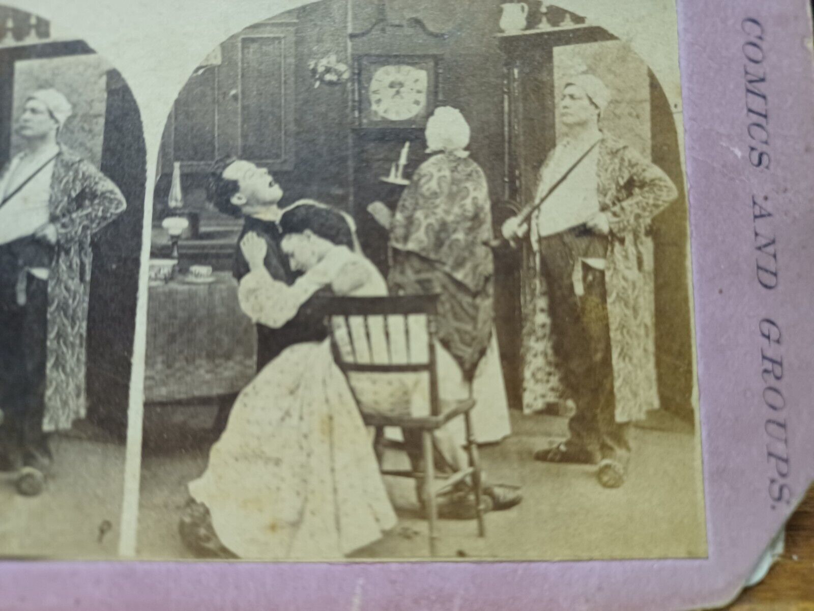 1800's COMICS and GROUPS CLOCK WATCHER Stereoview PHOTO Card
