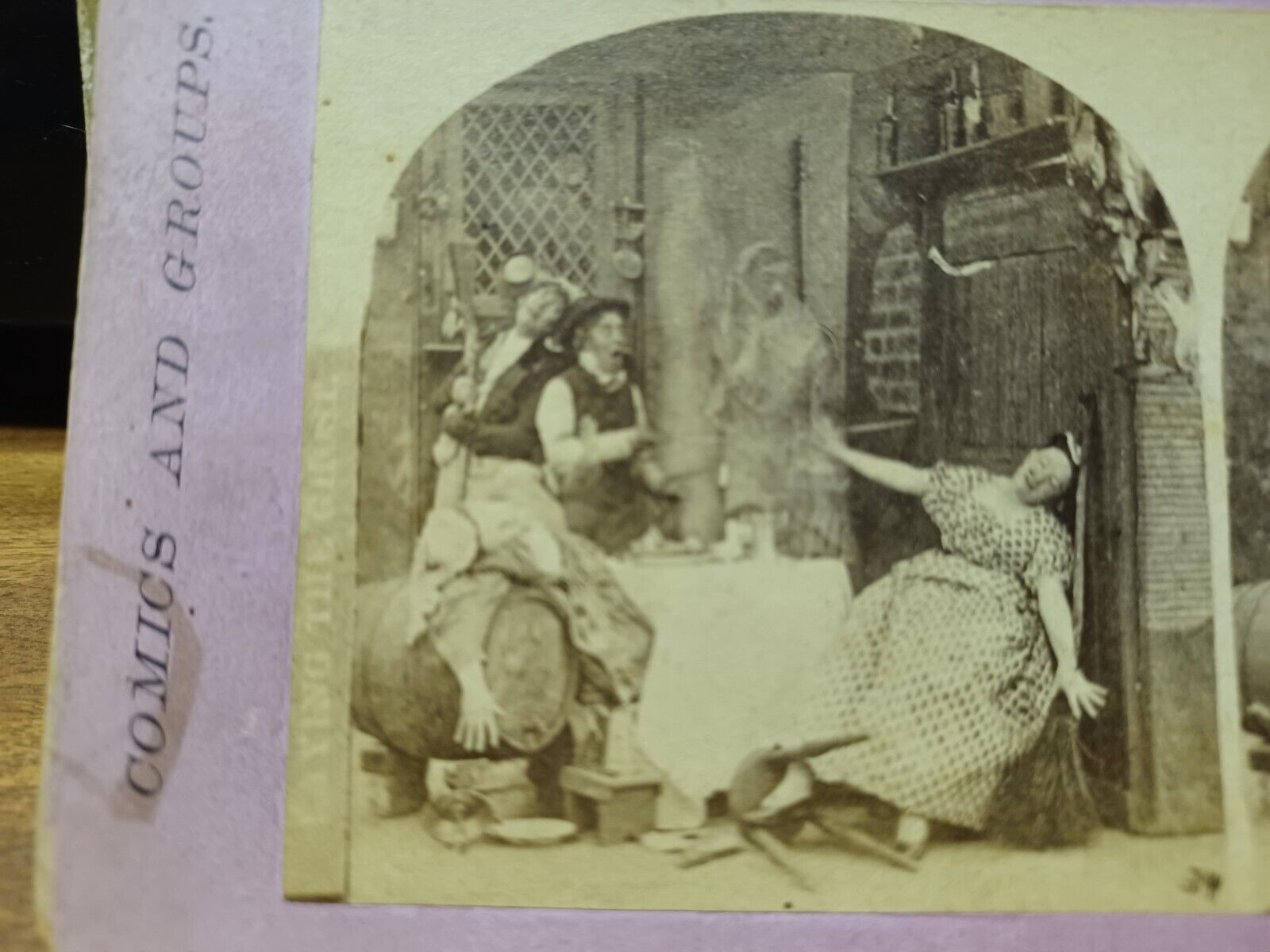 1800's COMICS and GROUPS SEANCE GHOST SCARE Stereoview PHOTO Card