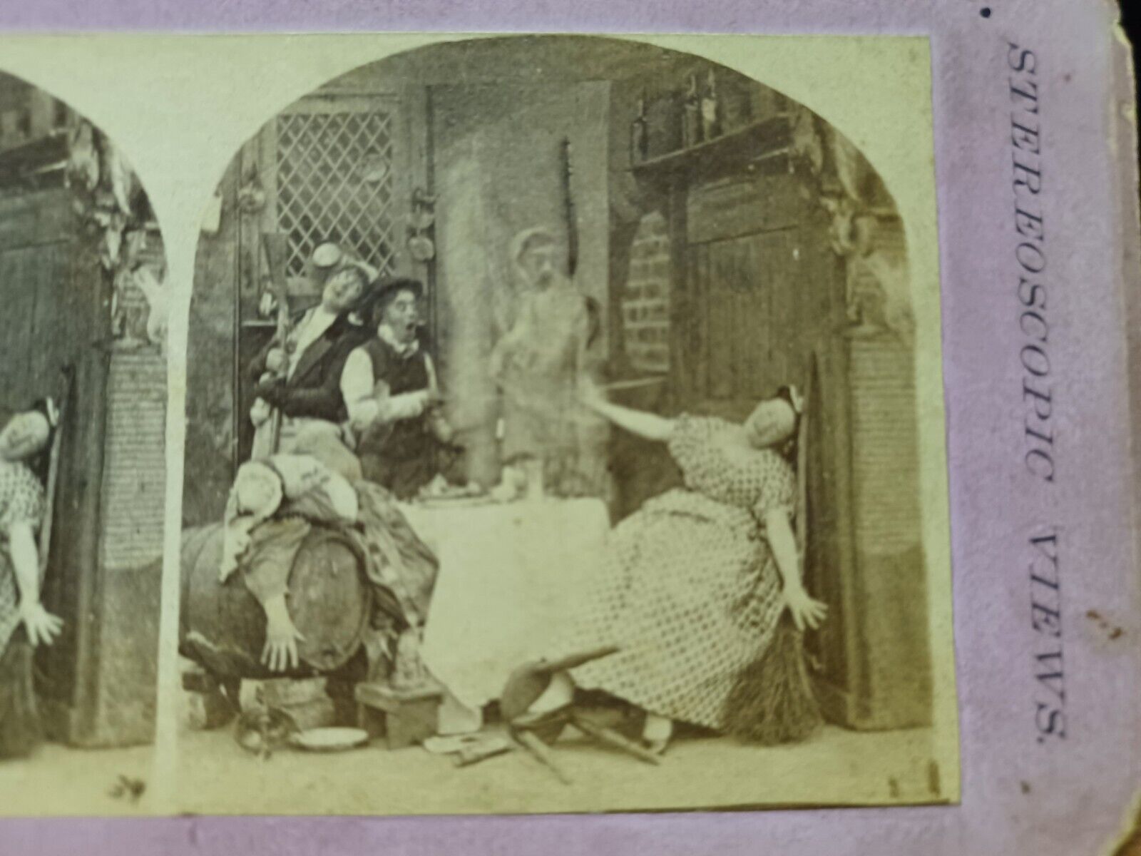 1800's COMICS and GROUPS SEANCE GHOST SCARE Stereoview PHOTO Card