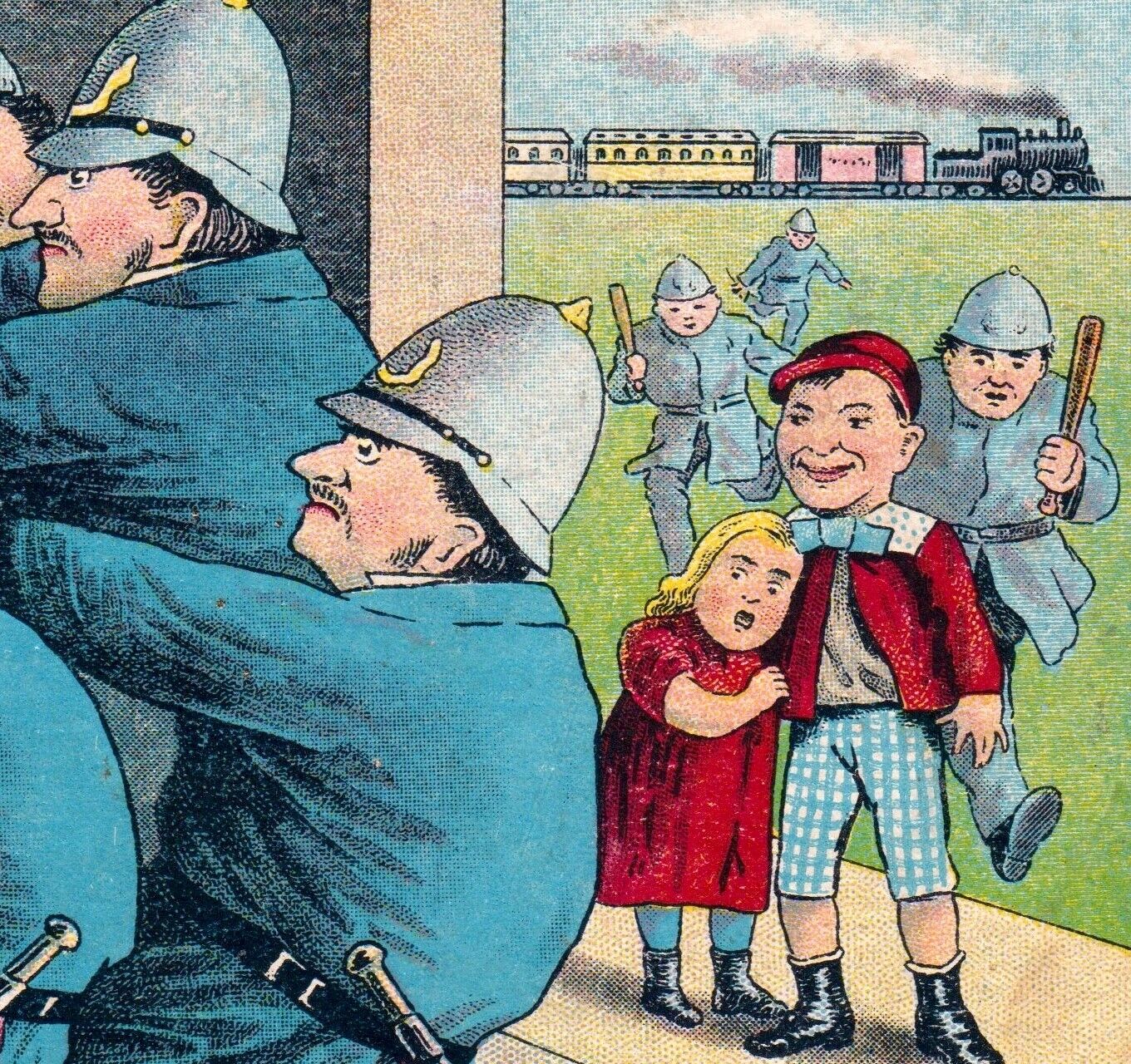Hooper Nebraska 1800's Train Station LePages Glue Bottle Ad Cop Comic Trade Card