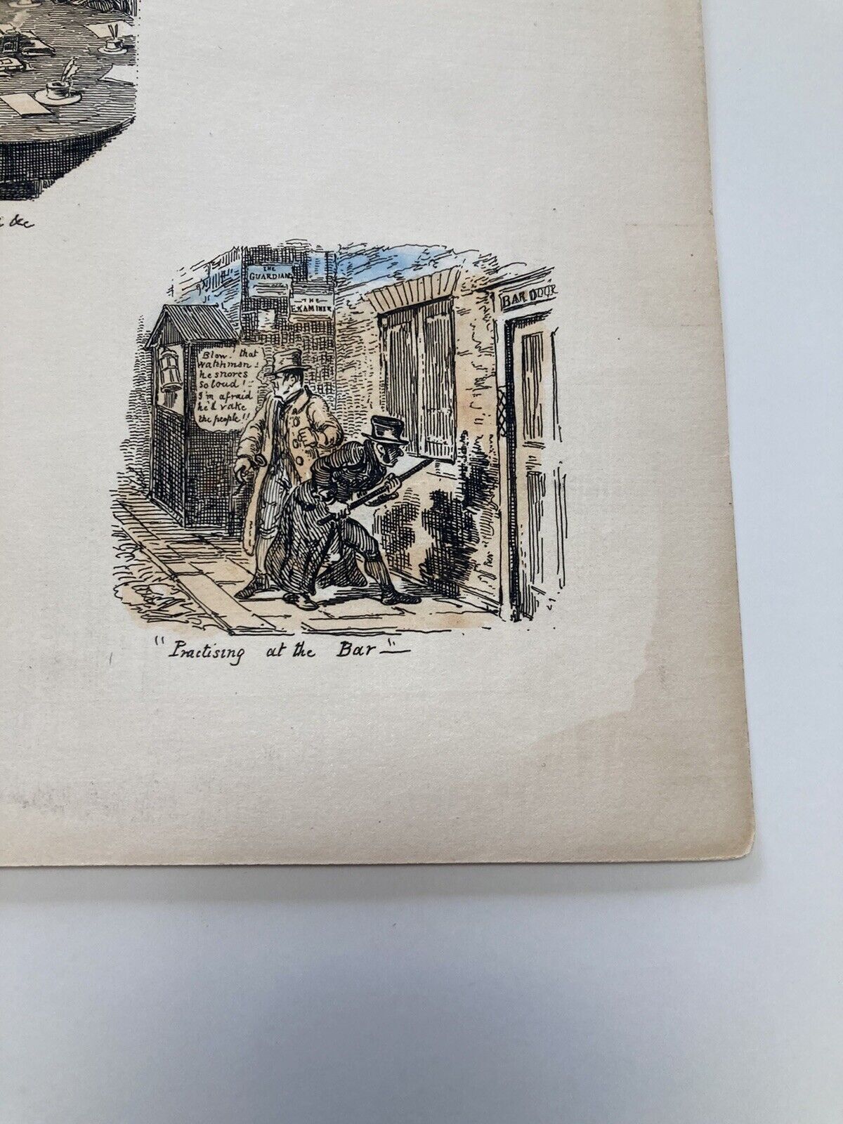 George Cruikshank Hand Colored Etching Print Pleading At The Bar Caricature 1828