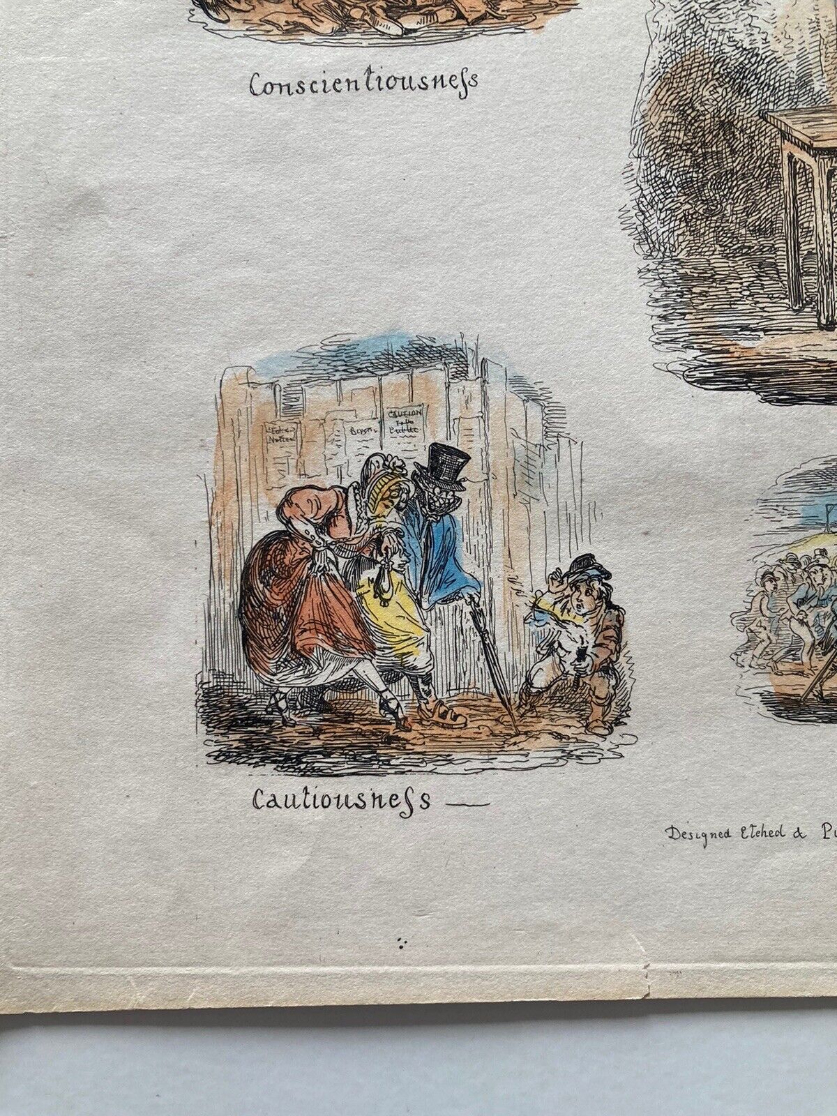 George Cruikshank Hand Colored Etching Print Hope Benevolence Engraving 1826