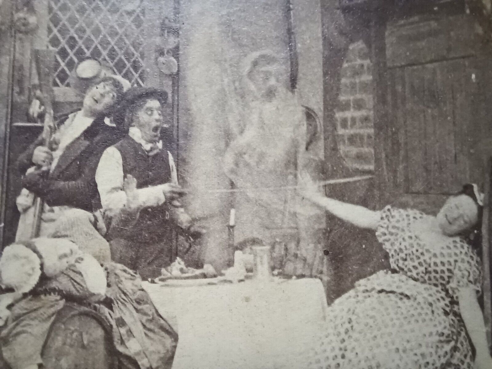 1800's COMICS and GROUPS SEANCE GHOST SCARE Stereoview PHOTO Card