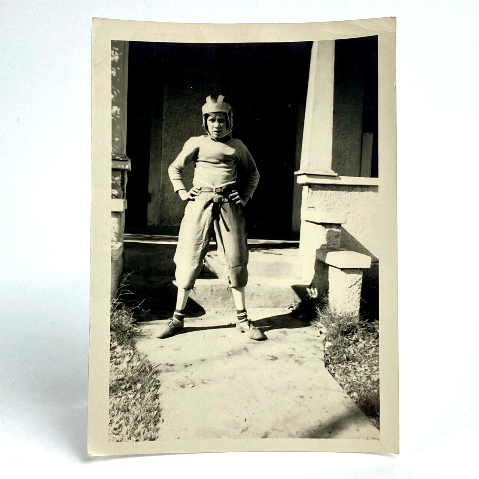 Early 1900's Football Player Posing Original Real Photo Snapshot Vintage