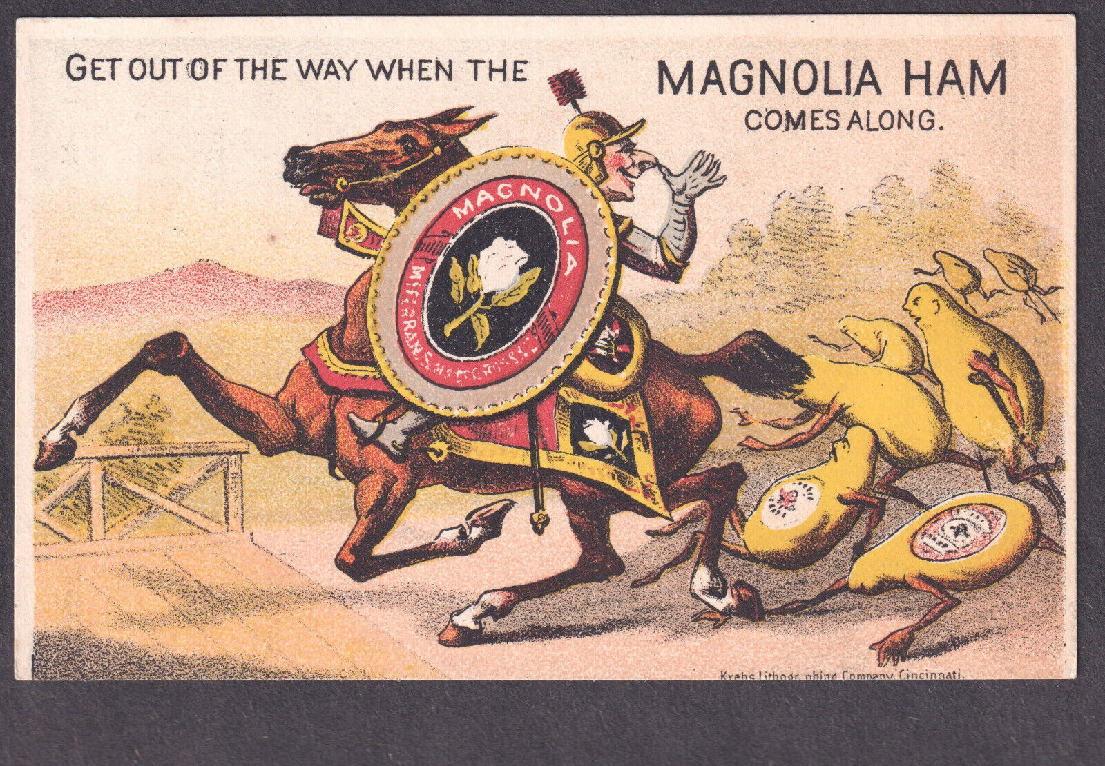Knight 1879 Comic Fantasy Anthropomorphic Magnolia Ham Meat Victorian Trade Card