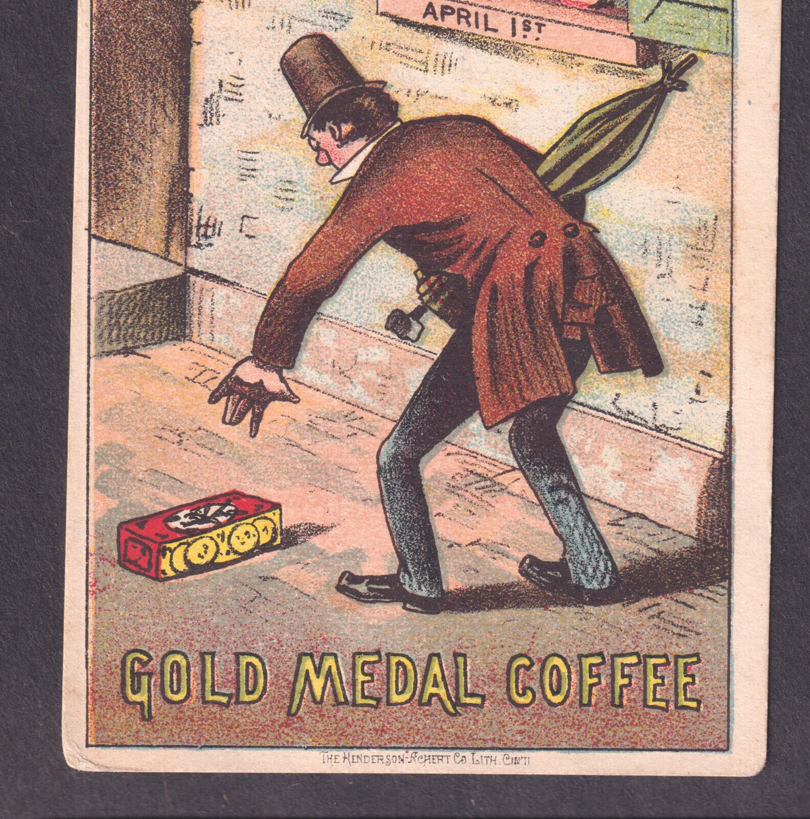 April Fools Day 1800s Prank Gold Medal Coffee Antique Comic Victorian Trade Card
