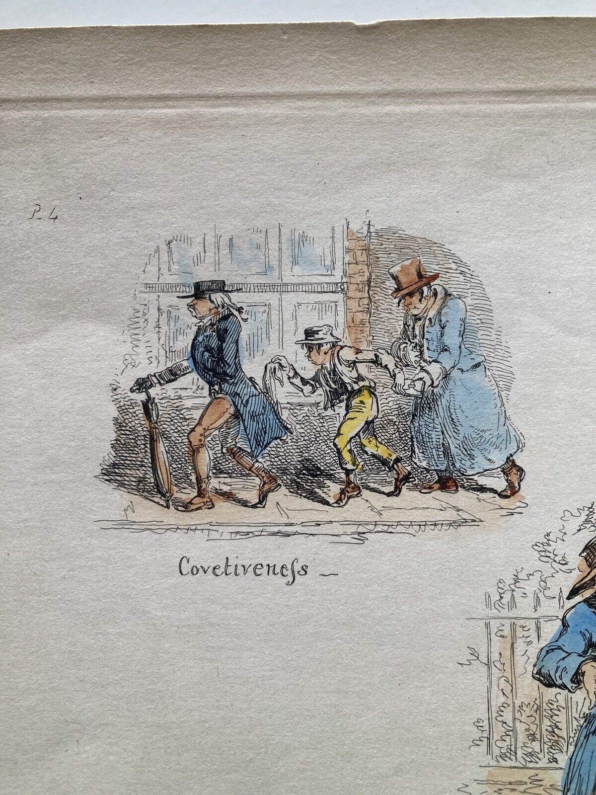 George Cruikshank Hand Colored Etching Print Caricature Weight Size Firmnes 1826