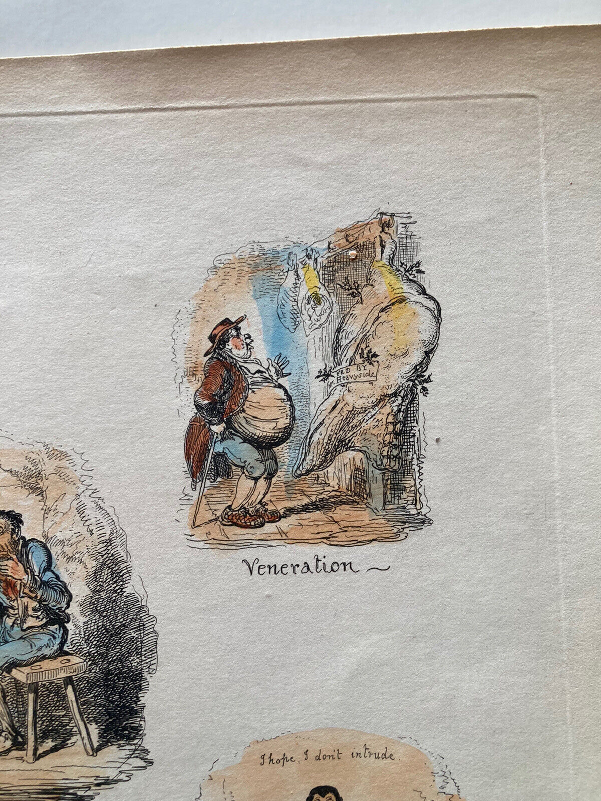 George Cruikshank Hand Colored Etching Print Hope Benevolence Engraving 1826