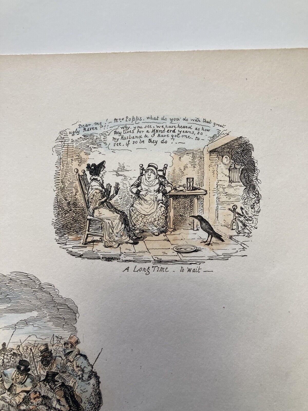 George Cruikshank Hand Colored Etching Print Time Called Come Caricature 1827