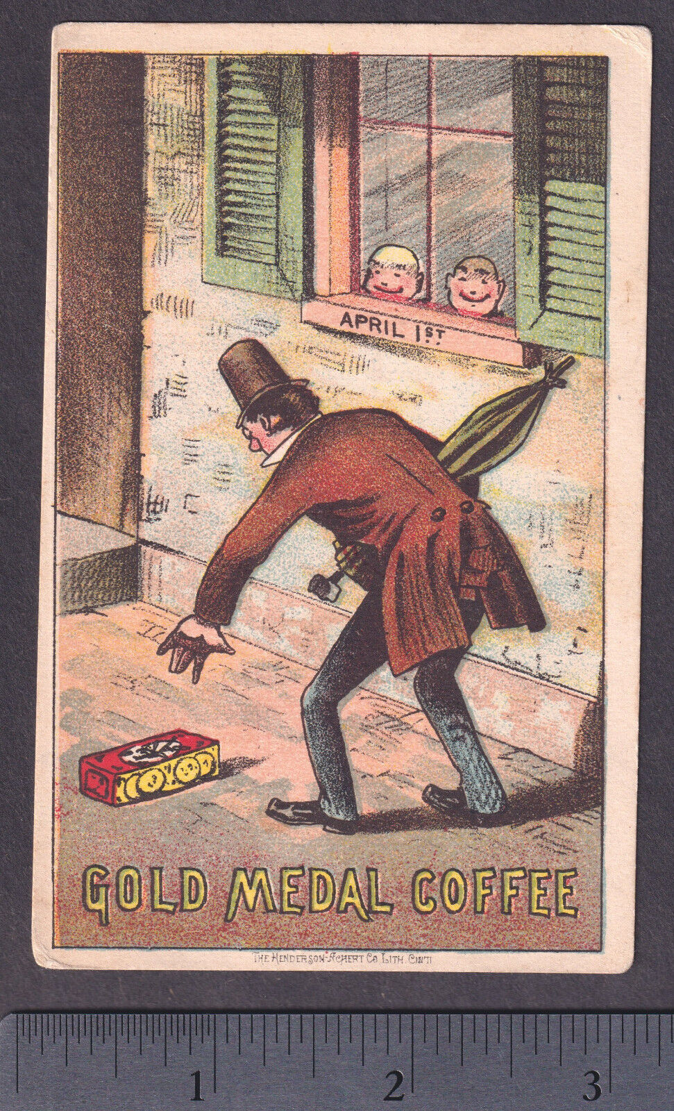 April Fools Day 1800s Prank Gold Medal Coffee Antique Comic Victorian Trade Card