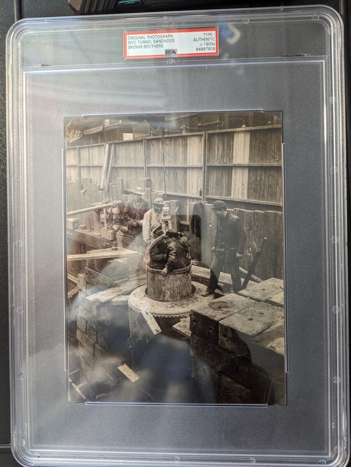 Hudson Tunnel Workers NYC Type I Photo PSA Brown Bros. 1 1900s Sandhogs New York