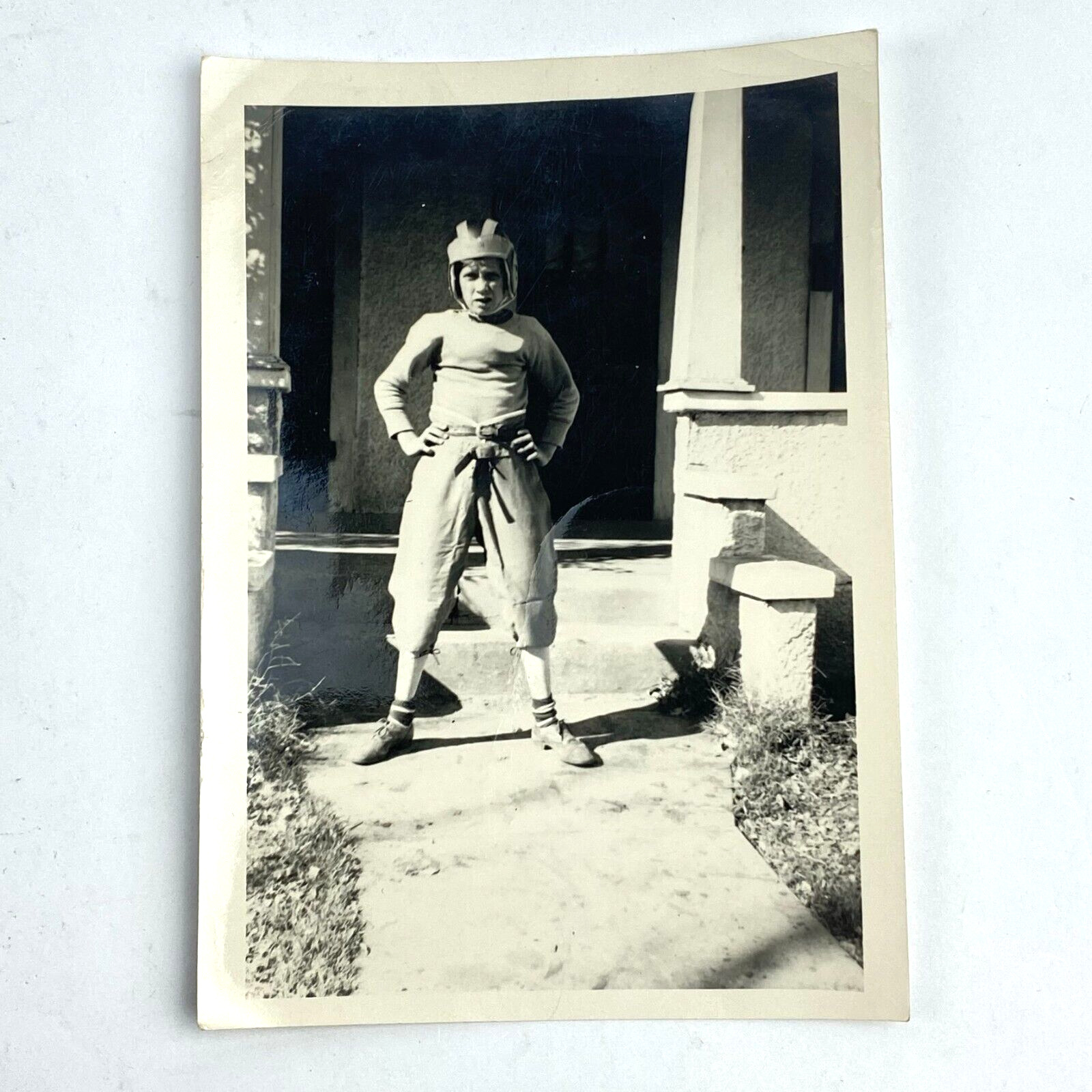 Early 1900's Football Player Posing Original Real Photo Snapshot Vintage