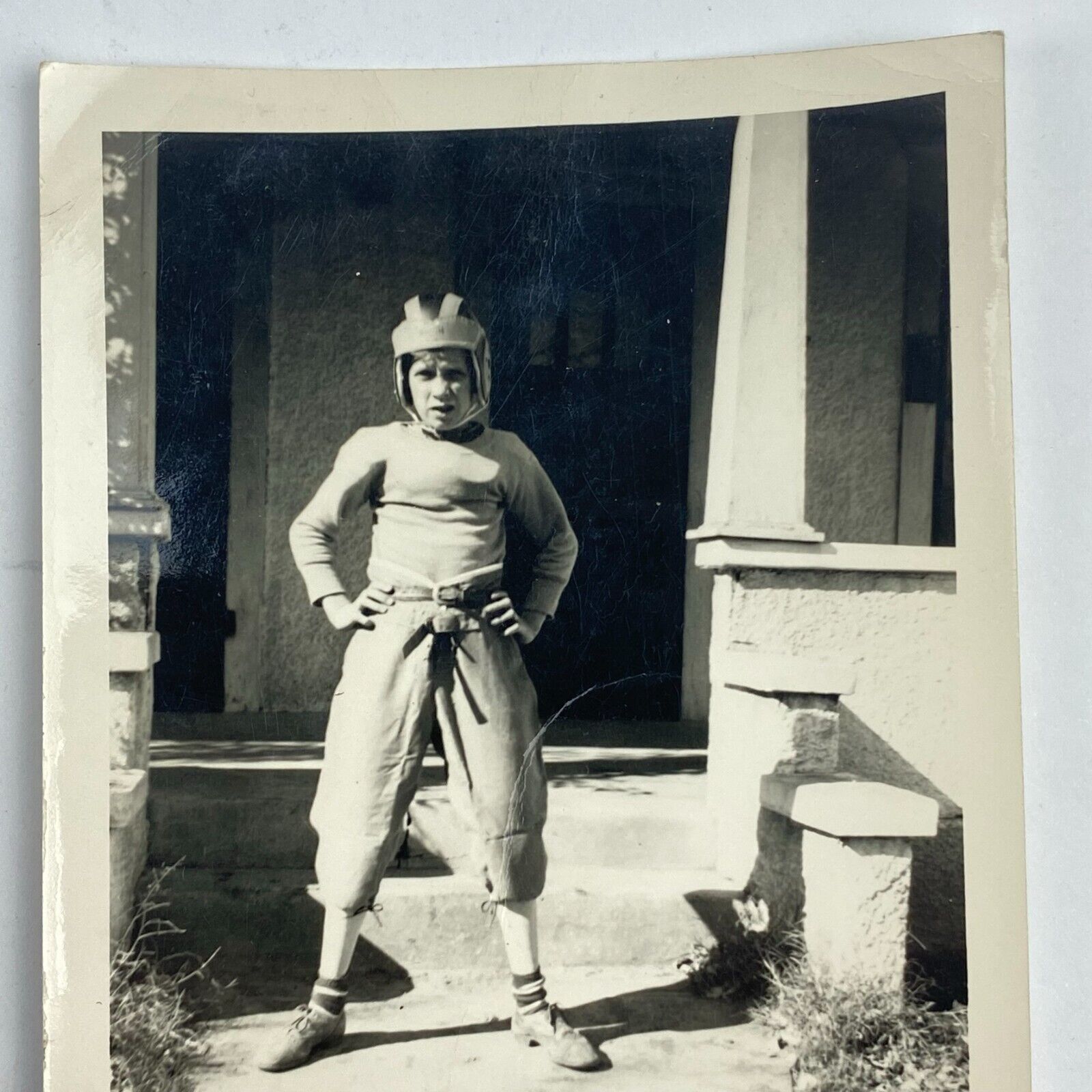 Early 1900's Football Player Posing Original Real Photo Snapshot Vintage