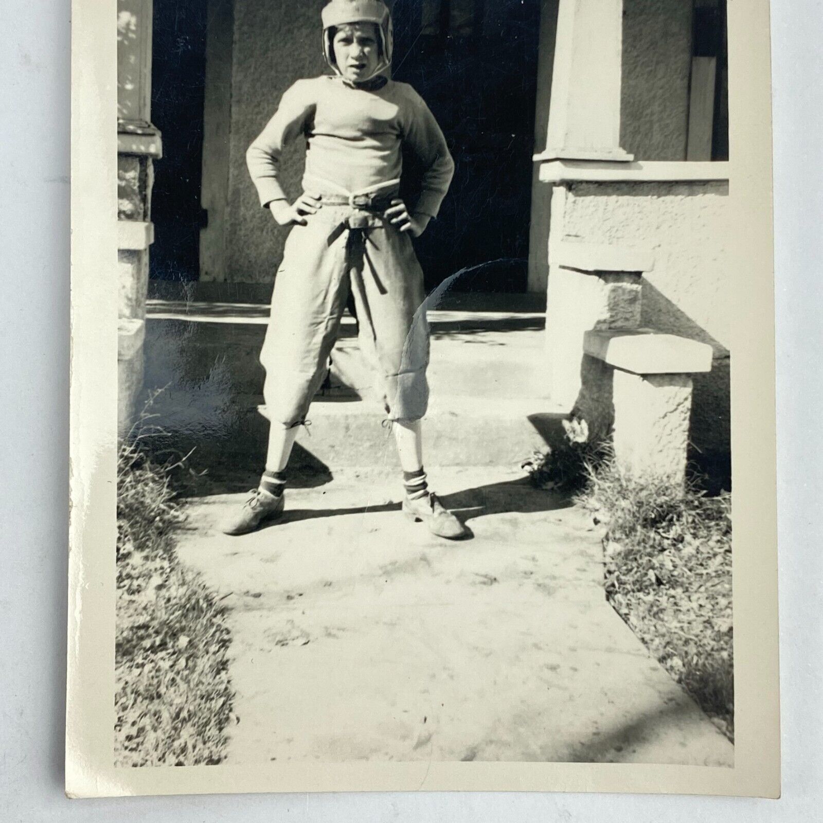 Early 1900's Football Player Posing Original Real Photo Snapshot Vintage