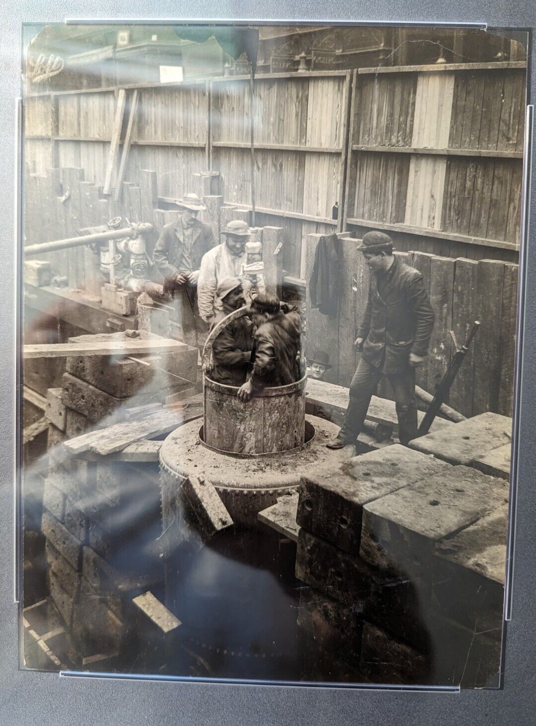 Hudson Tunnel Workers NYC Type I Photo PSA Brown Bros. 1 1900s Sandhogs New York