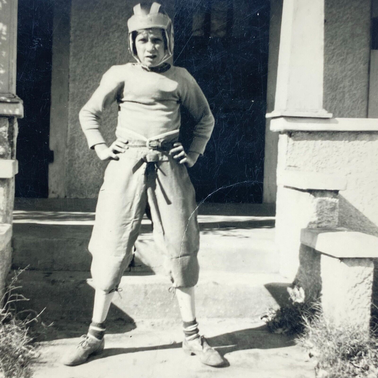 Early 1900's Football Player Posing Original Real Photo Snapshot Vintage