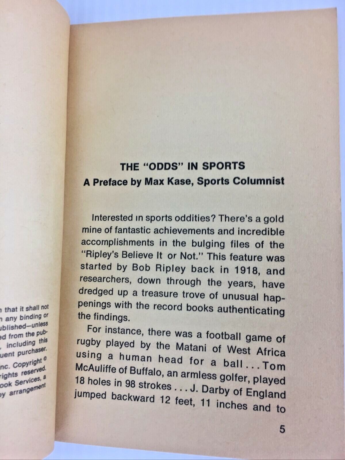 1969 “Ripley's Believe It or Not” SPORTS ODDITIES. 1st Print. +Sports Stumpers