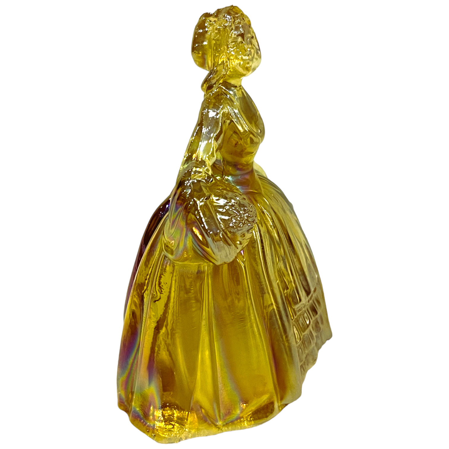 Vintage Wheatonware Amber 1800's Lady Bonnet & Basket Iridescent Carnival Glass