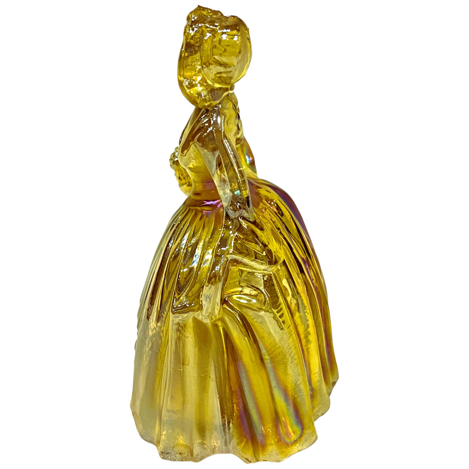 Vintage Wheatonware Amber 1800's Lady Bonnet & Basket Iridescent Carnival Glass