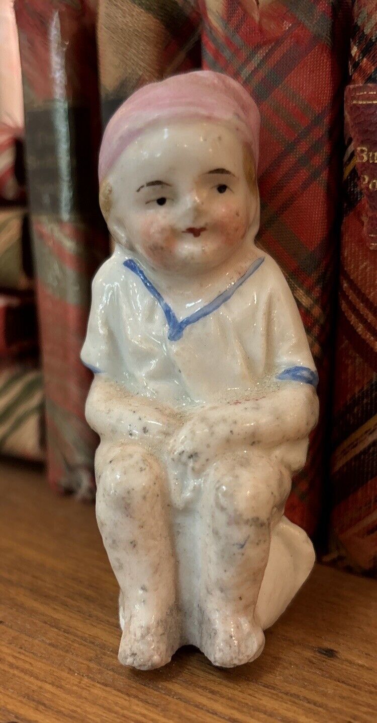 Antique Staffordshire Boy On Potty Figurine 