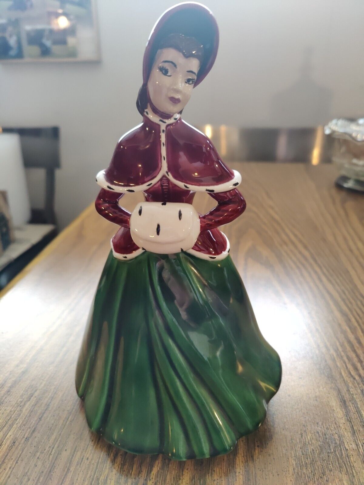 Holland Mold Hand Painted 1800s Victorian 10" Lady With Muff Excellent Condition