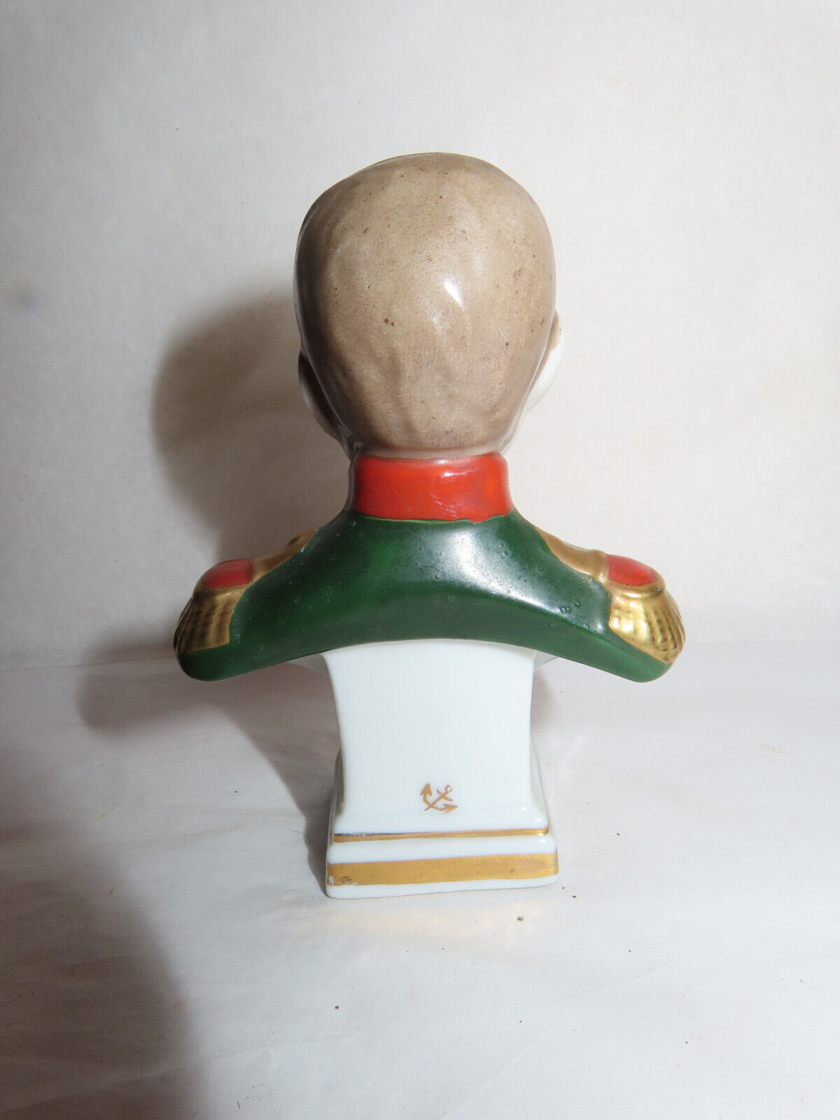 Antique 1800s German Porcelain Napoleon Bust Figurine with Gold Anchor Backstamp
