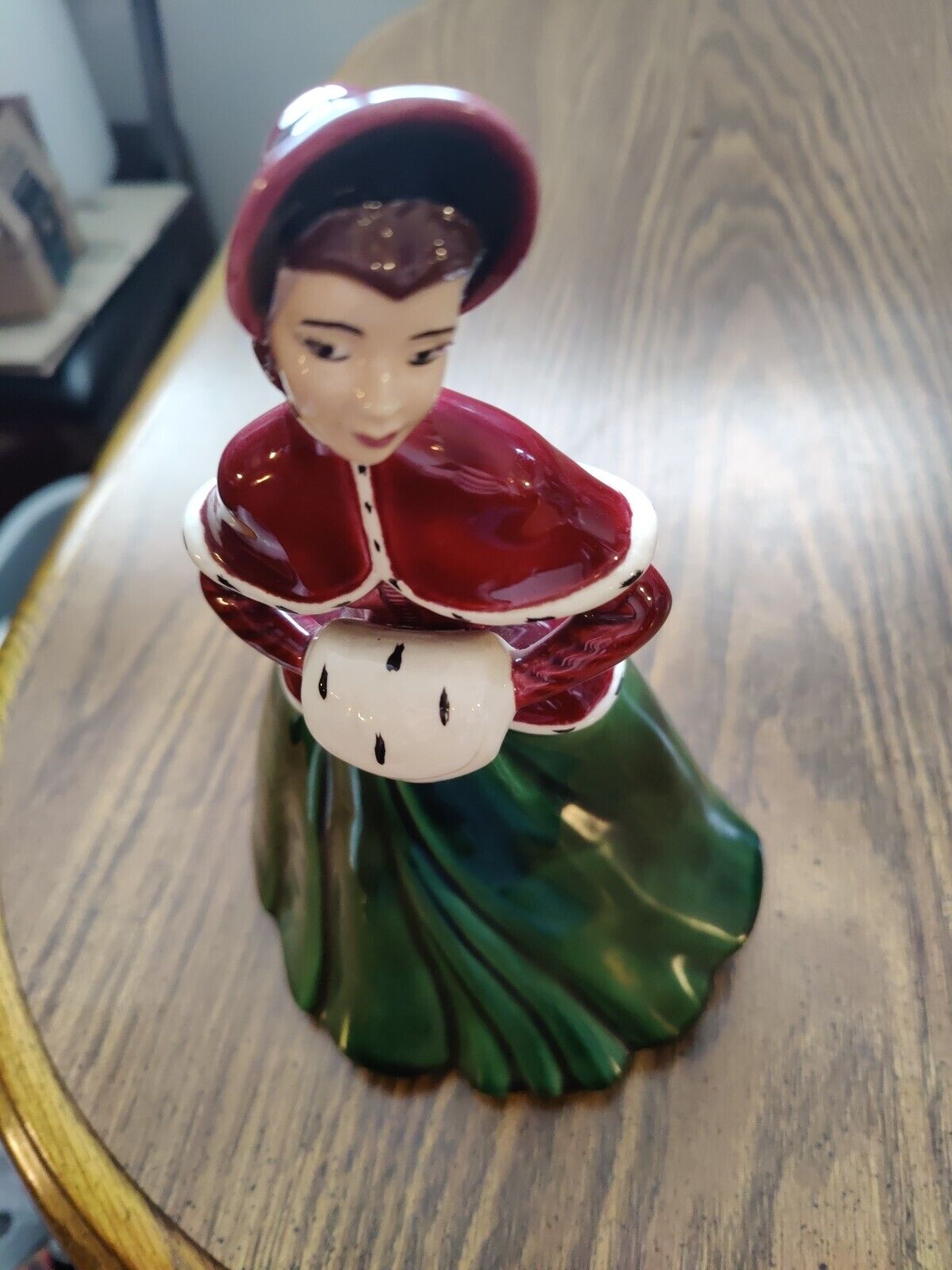 Holland Mold Hand Painted 1800s Victorian 10" Lady With Muff Excellent Condition