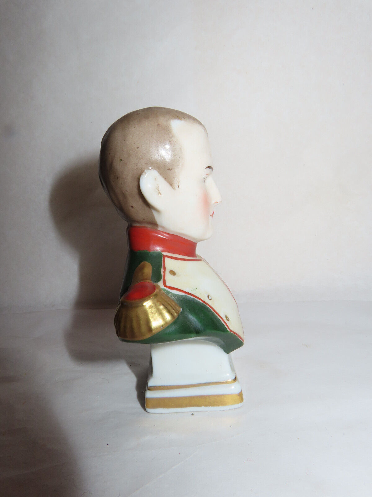 Antique 1800s German Porcelain Napoleon Bust Figurine with Gold Anchor Backstamp
