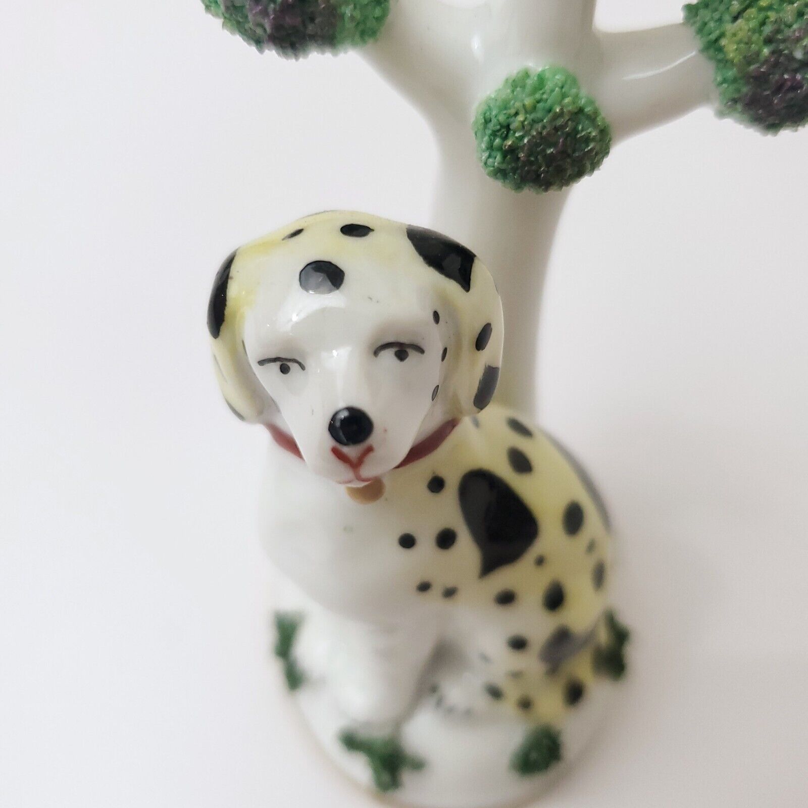 Antique 1800s Staffordshire Spotted Dog Tree Figurine Pearlware Germany