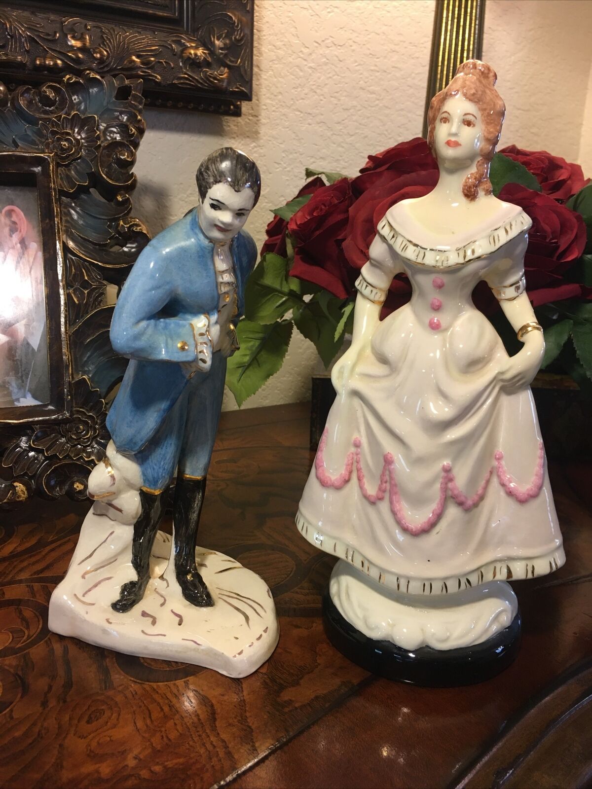 Rare Antique 1800S-1900S French Old Paris Porcelain Woman & Man Figurines