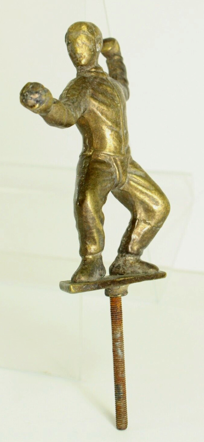 = Antique 1800's/1900's Fencing Trophy Finial Brass Figurine, Sport Memorabilia