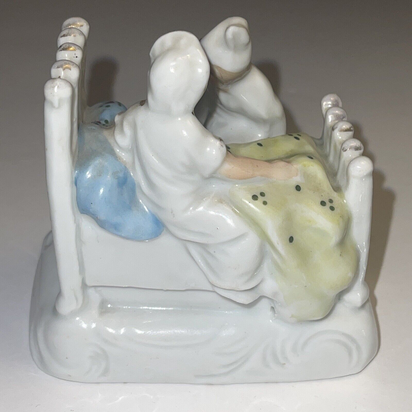 1800's German Victorian fairing porcelain last in bed statue figurine sculpture