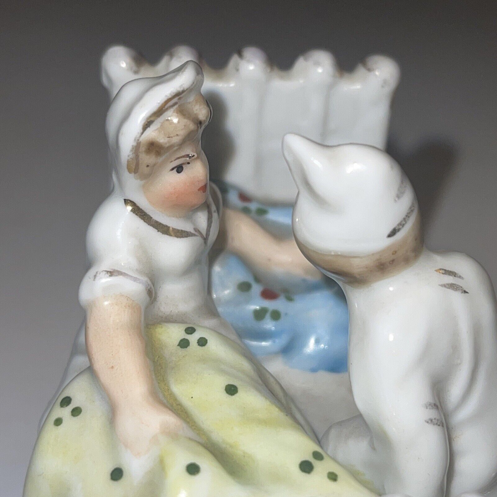 1800's German Victorian fairing porcelain last in bed statue figurine sculpture