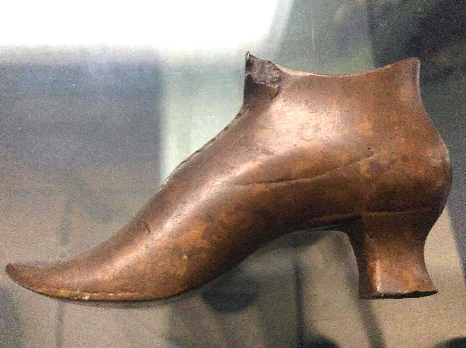 Antique brass or copper heavy mini Shoe Small Figurine Vintage Metal 1800's boot