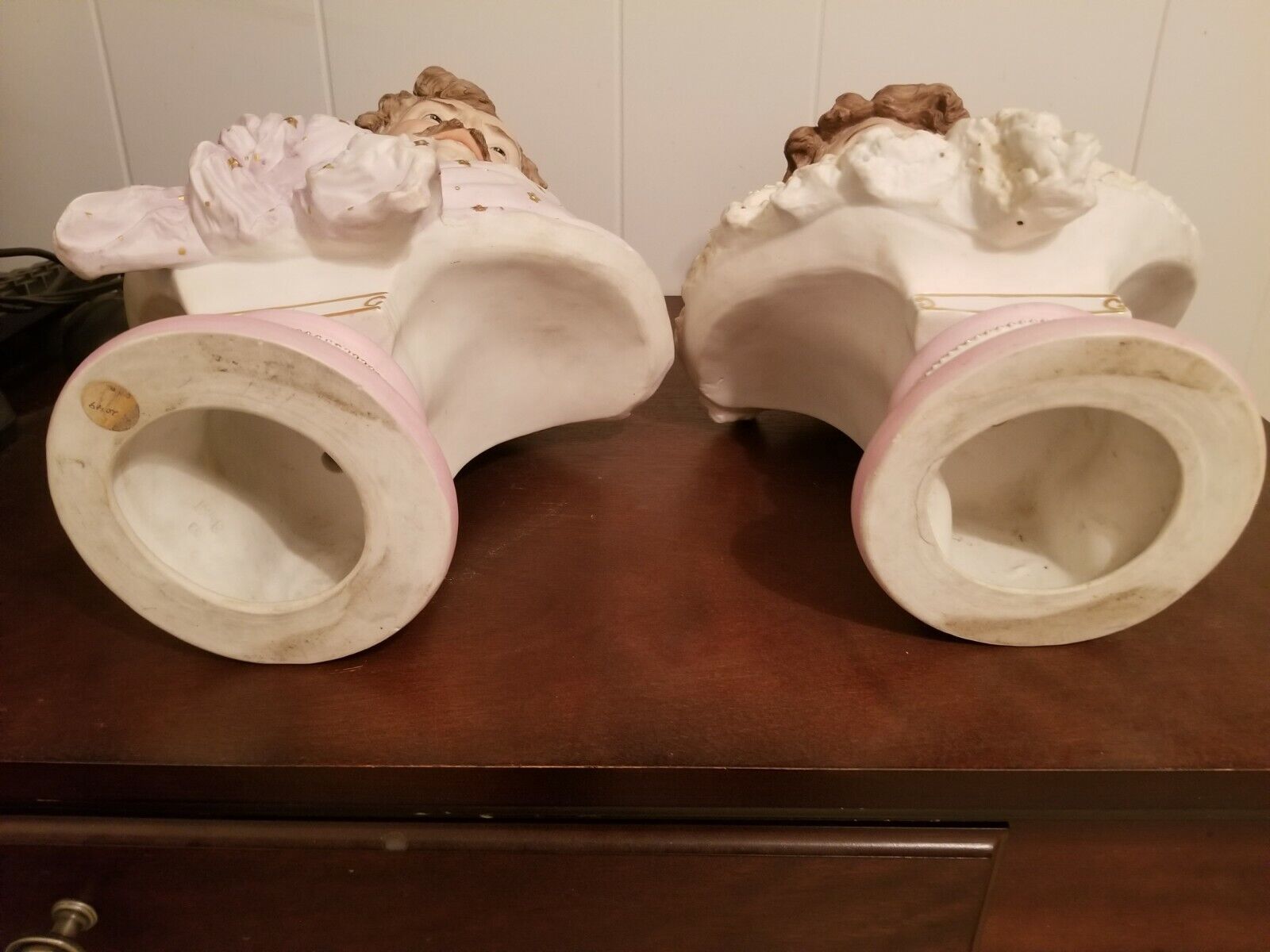Late 1800's Pair French Bisque Porcelain Busts Sgnd J Suisant 17" t