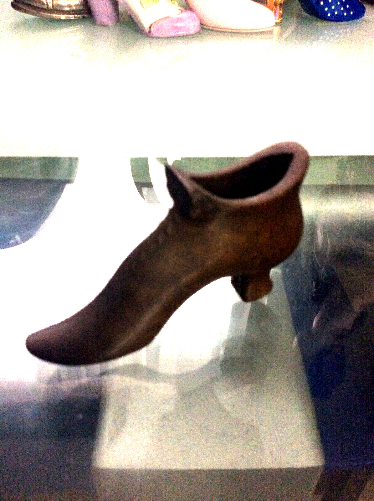 Antique brass or copper heavy mini Shoe Small Figurine Vintage Metal 1800's boot