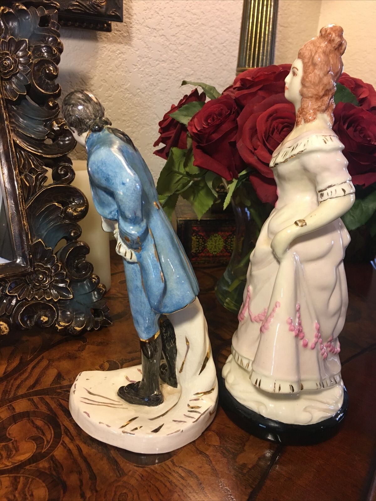 Rare Antique 1800S-1900S French Old Paris Porcelain Woman & Man Figurines