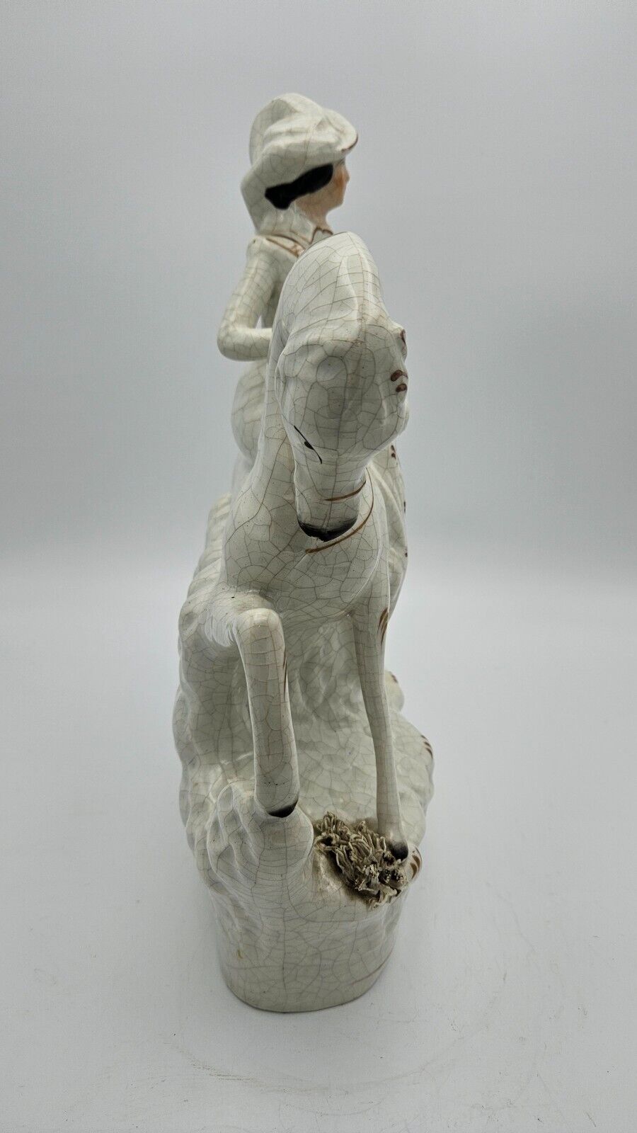 Staffordshire Porcelain Figure of a Queen on a Horse Victorian 1800s Broken Arm