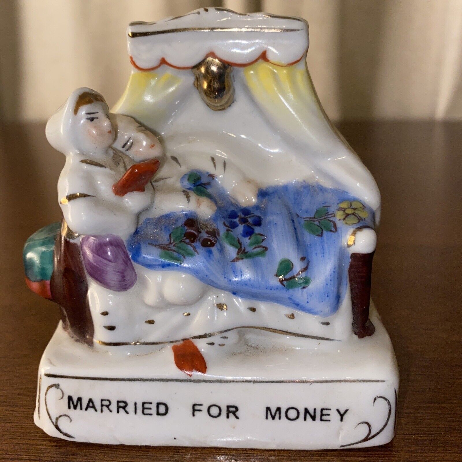 Vintage German Fairing Porcelain Figurine "Married For Money "EUC 19th Century
