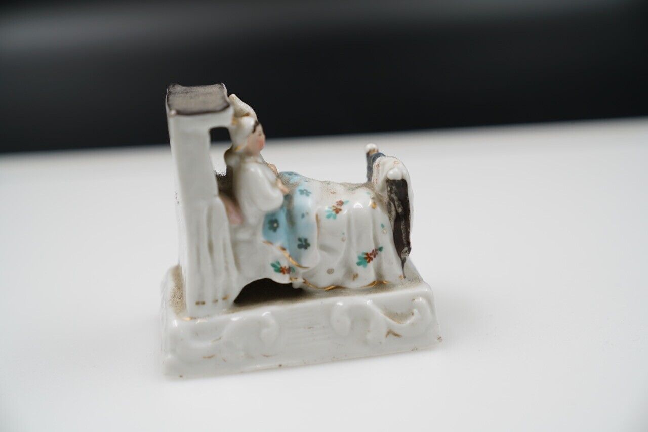 Antique 1800's German Porcelain Ready For Bed, Couple in Bed, Cute Figurine