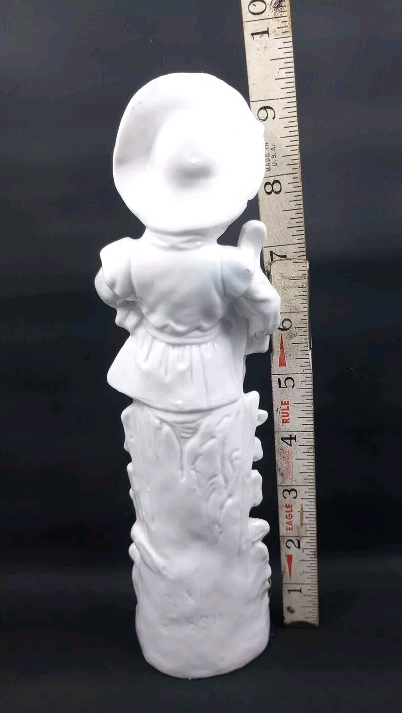 Flat back Porcelain Figurine 1800's Staffordshire Pottery Blue   White Girl 8911