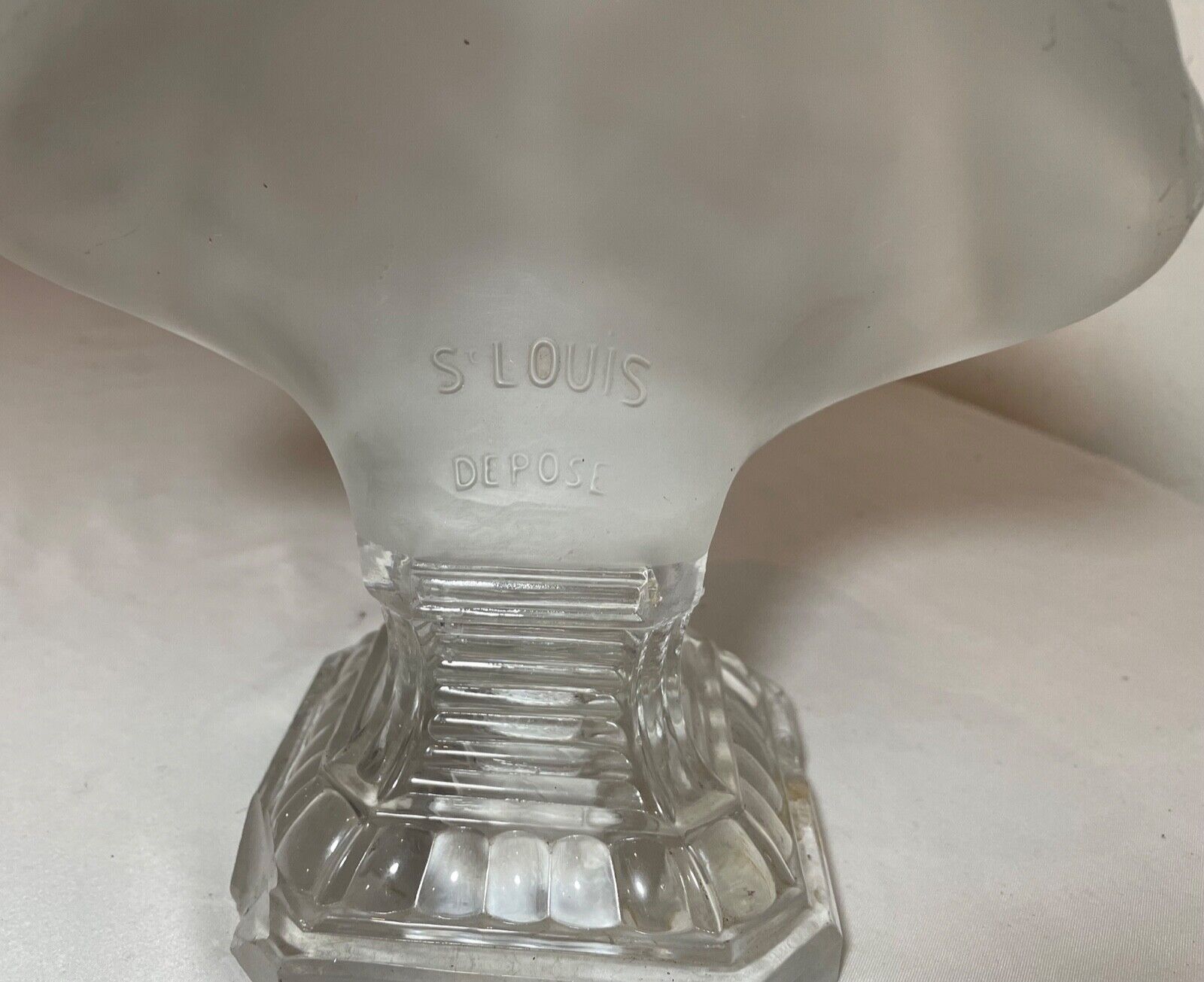 antique 1800s St Louis Depose Pope Pius Pie IX frosted glass crystal bust statue