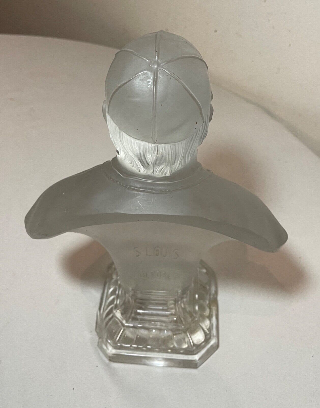 antique 1800s St Louis Depose Pope Pius Pie IX frosted glass crystal bust statue