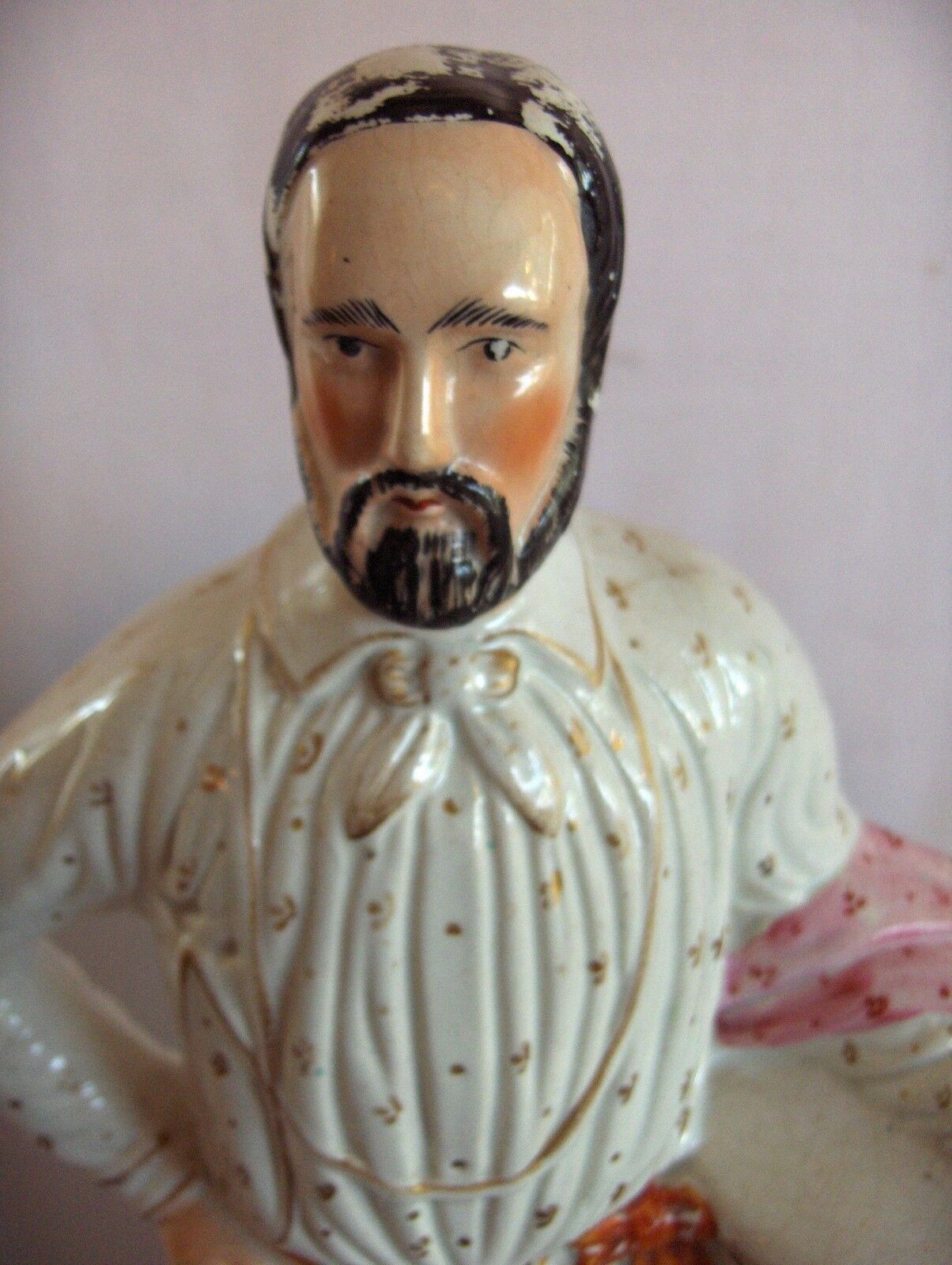 Vintage 1800's Lrge Staffordshire Figurine Statue Garibaldi 19" Orange Sash NICE