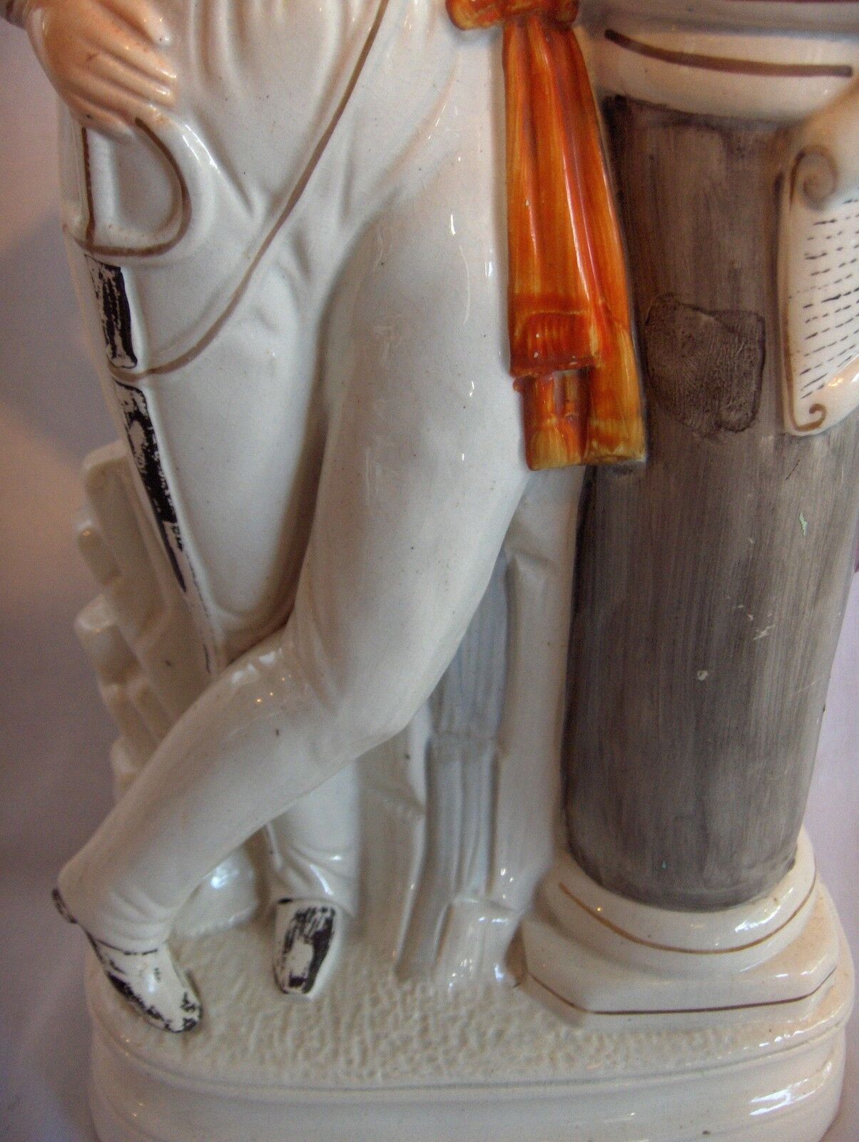 Vintage 1800's Lrge Staffordshire Figurine Statue Garibaldi 19" Orange Sash NICE