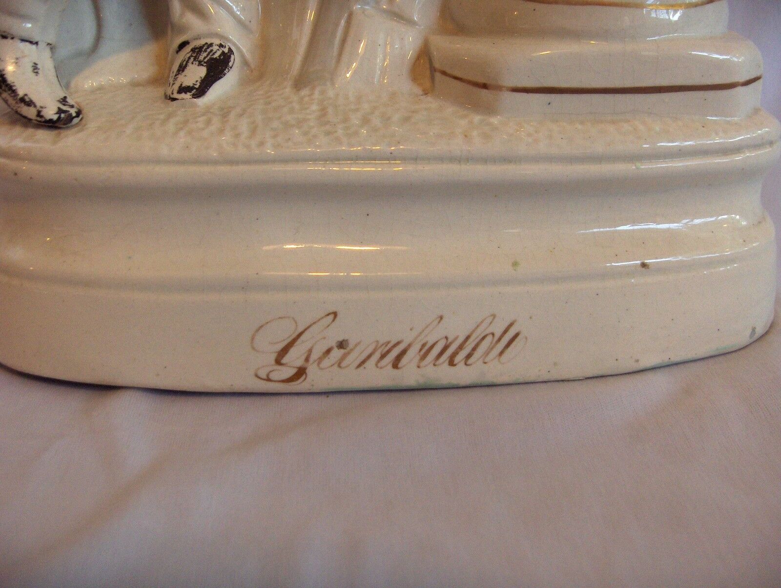 Vintage 1800's Lrge Staffordshire Figurine Statue Garibaldi 19" Orange Sash NICE