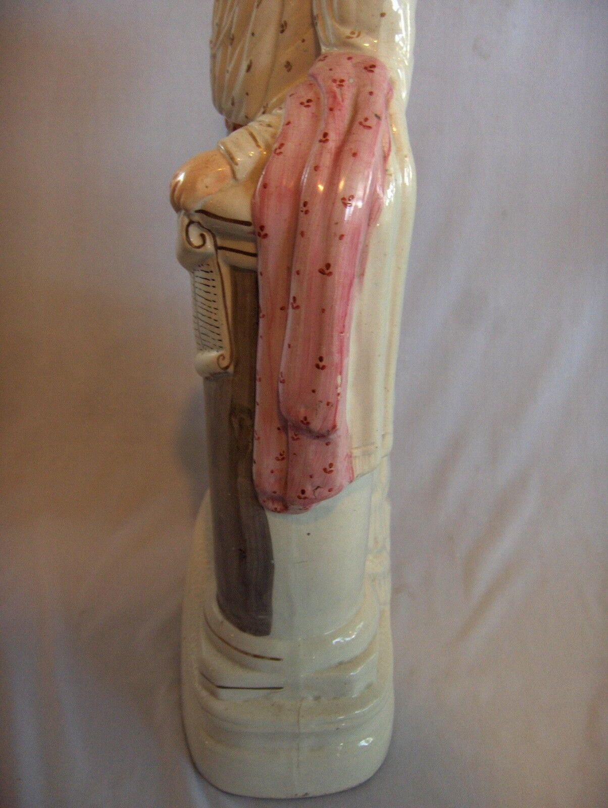 Vintage 1800's Lrge Staffordshire Figurine Statue Garibaldi 19" Orange Sash NICE