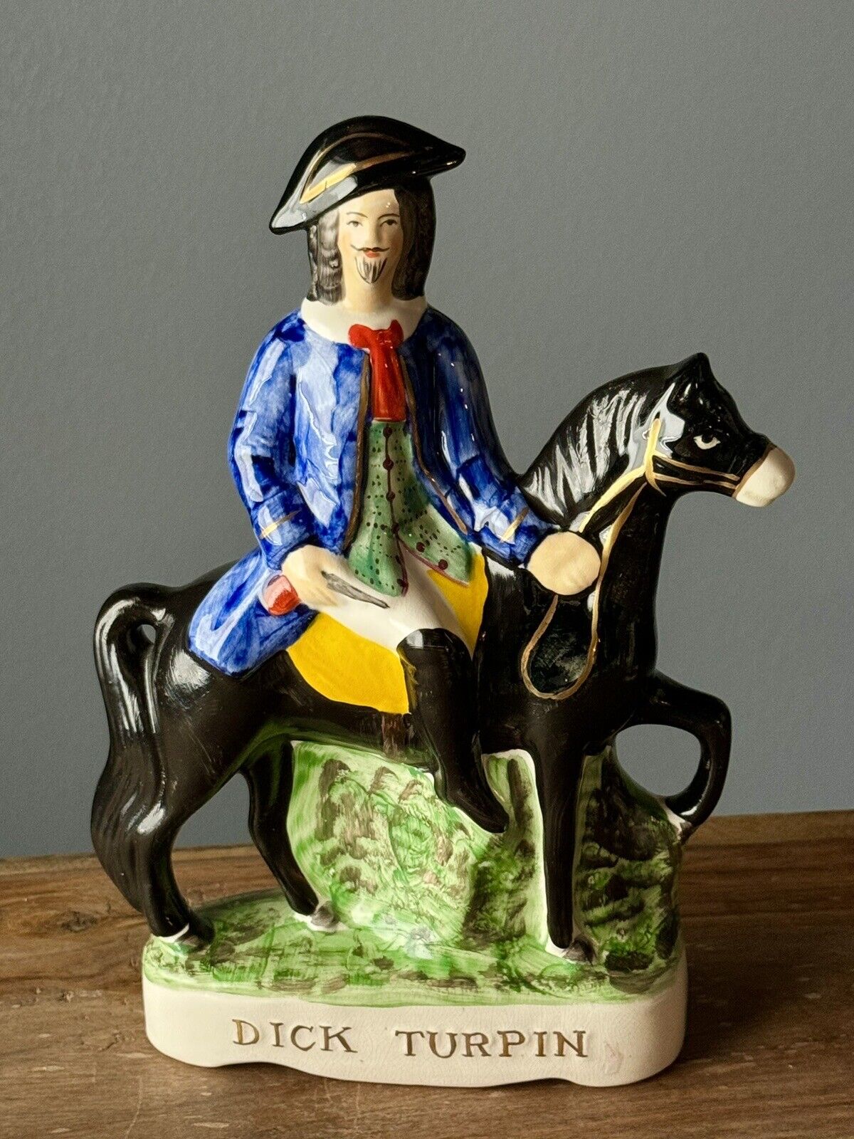 RARE 1800s Antique Staffordshire England Figurine Dick Turpin 10” Glazed Ceramic