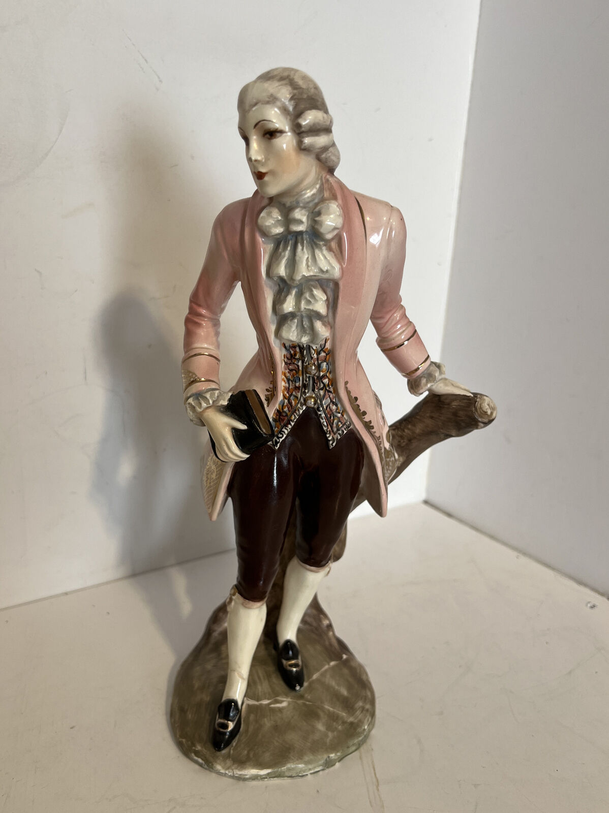 Vintage Porcelain V Bertolloti figurine 1800’s theme dressed See Description.
